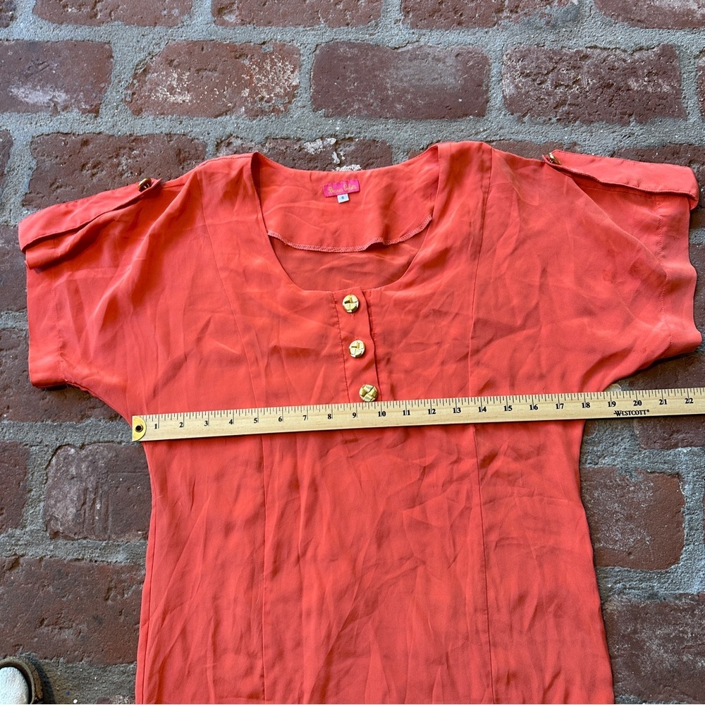 Bianca Coletti Size Small Orange Mini Dress Beach Cover Up Silk Tunic Resortwear - Picture 6 of 16